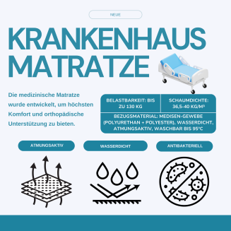 Krankenhausmatratze – Wasserdicht, Abwaschbar, Antibakteriell, Strapazierfähig – Ideal für Pflegebetten und Krankenhausbetten - 5