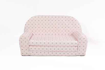 Kindersofa MINI Kindercouch W386_65 Beige Herzen Grau/Rosa