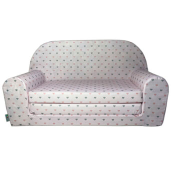 Kindersofa MINI Kindercouch W386_65 Beige Herzen Grau/Rosa