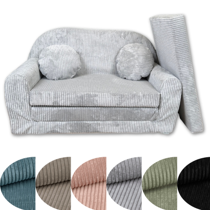 Sofa Rosalia  - Ausklappbares Kindersofa aus Cord mit Verlängerung - in 7 Farben