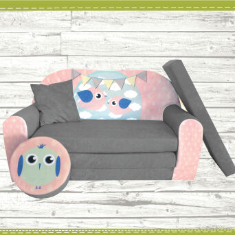 Kindersofa zum Aufklappen Bird Cloud 31. Bird Grey