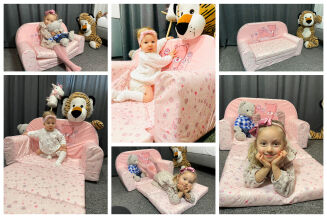 Kindersofa zum Aufklappen - Teddy Grün - 3