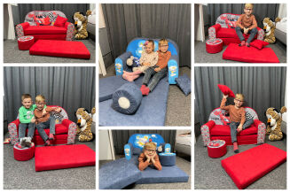 Kindersofa zum Aufklappen - Teddy Grün - 5