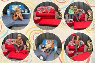 Kindersofa zum Aufklappen - Teddy Grün - 6