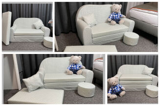 Kindersofa zum Aufklappen - Teddy Grün - 4