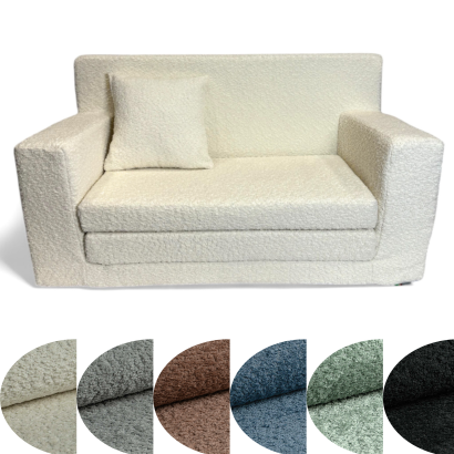 Kindersofa David – Stilvoller Komfort für das Kinderzimmer - In den Trendfarben Beige und Grau