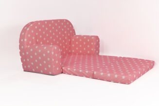 Kindersofa MINI Kindercouch W386_67 Rosa Sterne Weiss - 3