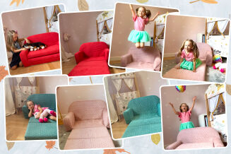 Kindersofa MINI Kindercouch W386_77 Bärchen Punkte - 6