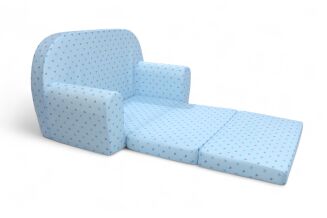 Kindersofa MINI Kindercouch W386_66 Blau Herzen Grau/Blau - 3