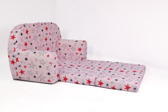 Kindersofa MINI Kindercouch W386_72 Rosa Sterne Grau/Pink - 3