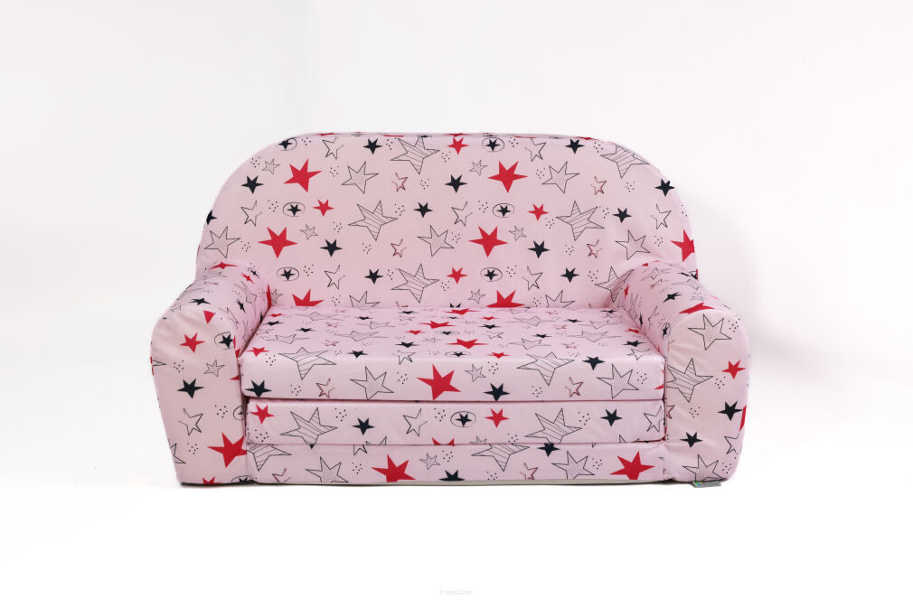 Kindersofa MINI Kindercouch W386_72 Rosa Sterne Grau/Pink