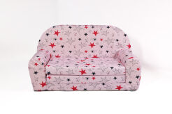 Kindersofa MINI Kindercouch W386_72 Rosa Sterne Grau/Pink