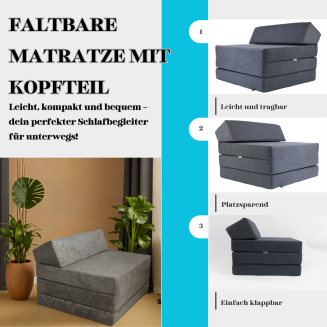 Klappmatratze Gästematratze Größe 200x70x10cm CAMO Blau - 6