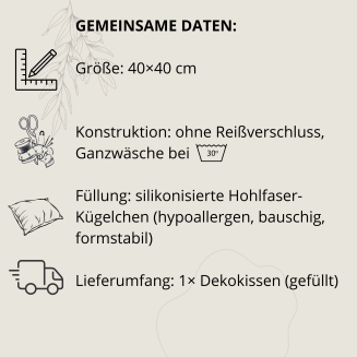 Dekokissen 40×40 cm – aus Cord oder gesteppt - 2