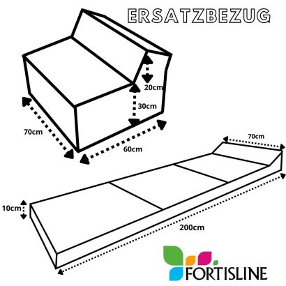 Ersatzbezug für Matratzen mit Kopfteil mit den Maßen 200x70x10 cm