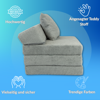 Klappmatratze mit Kopfteil aus Teddy-Stoff (Bouclé) – Komfort und Stil für jeden Anlass - 25