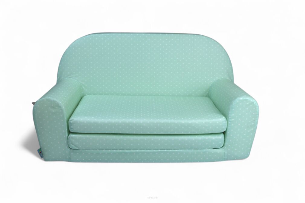 Kindersofa MINI Kindercouch W386_69 Minze Punkte Weiss