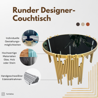 Exklusiver runder Couchtisch aus Edelstahl – Glamour fürs Wohnzimmer - 2