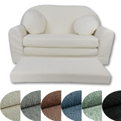 Sofa David  - Ausklappbares Kindersofa aus Teddystoff mit Verlängerung - in 6 Farben