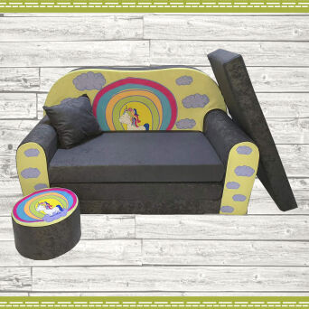 Kindersofa zum Aufklappen - Pony Regenbogen