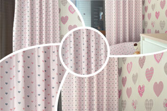 Polsterstoff Microfaser mit Motiv Herzen Rosa - 2