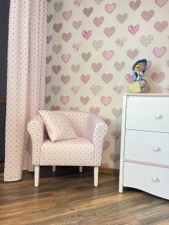 Polsterstoff Microfaser mit Motiv Herzen Rosa - 3