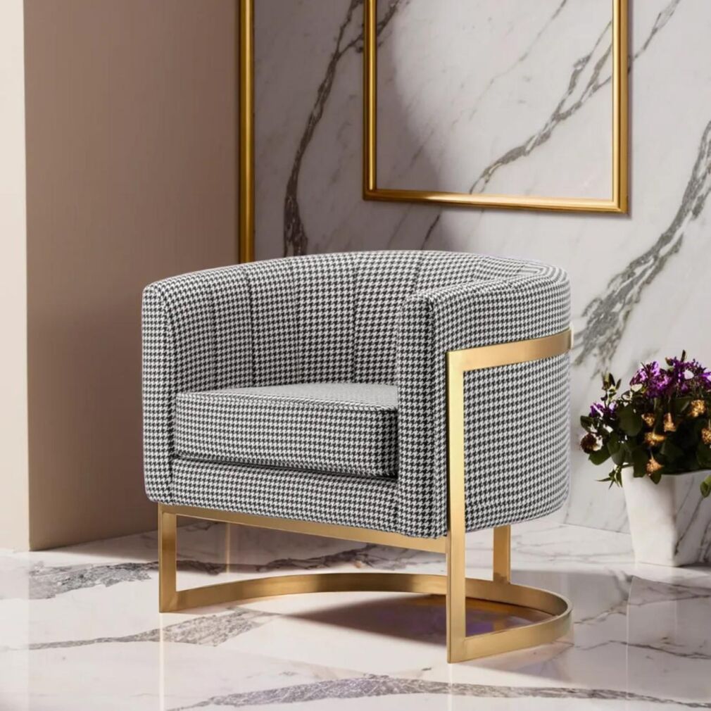 Glam Elegance Sessel – Pepita trifft Modern Glamour