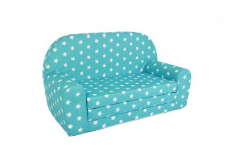 Kindersofa MINI Kindercouch W386_63 Türkis Sterne Weiss - 2