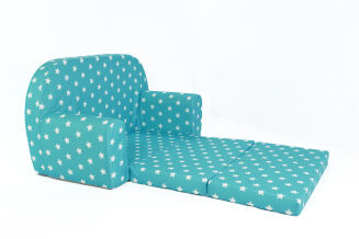 Kindersofa MINI Kindercouch W386_63 Türkis Sterne Weiss - 3
