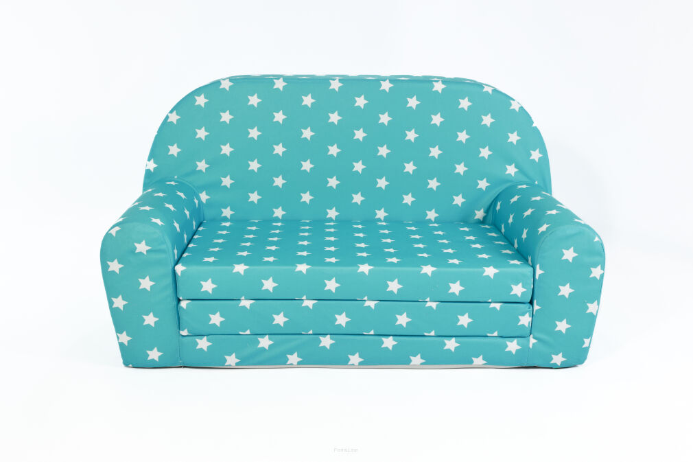 Kindersofa MINI Kindercouch W386_63 Türkis Sterne Weiss