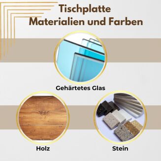 Runder Designer-Couchtisch – Edelstahlgestell & individuelle Tischplatte nach Wunsch - 4