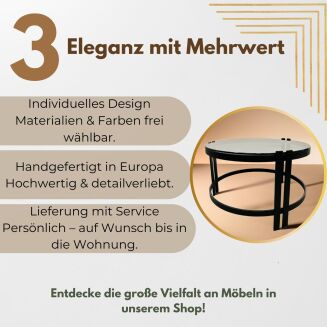 Runder Designer-Couchtisch – Edelstahlgestell & individuelle Tischplatte nach Wunsch - 9