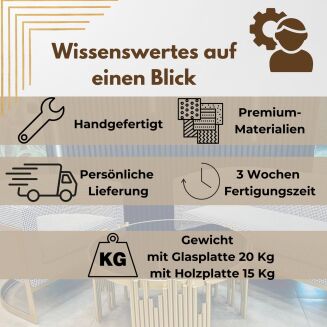 Runder Designer-Couchtisch – Edelstahlgestell & individuelle Tischplatte nach Wunsch - 6